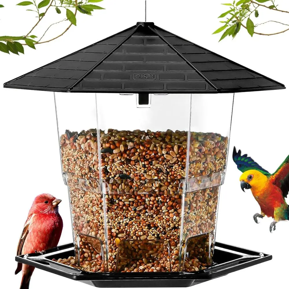 

Feeders Outdoor Hanging Bird Seed, Black