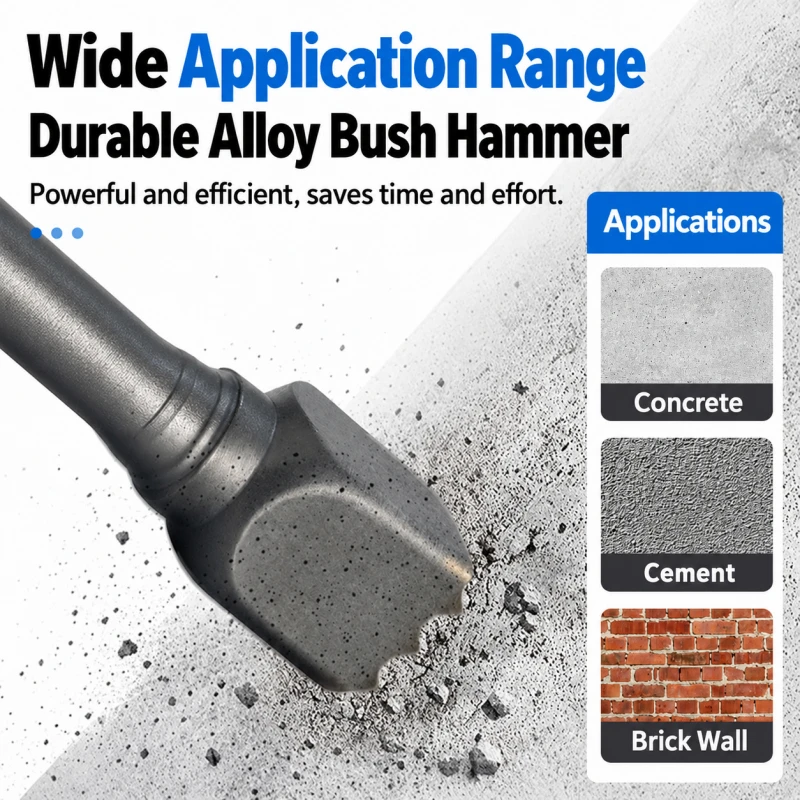 4pcs Mini Carbide Bush Hammer Chisel for Concrete  Wall Surface Roughening Litchi Finish Fits Electric Demolition Rotary Hammers