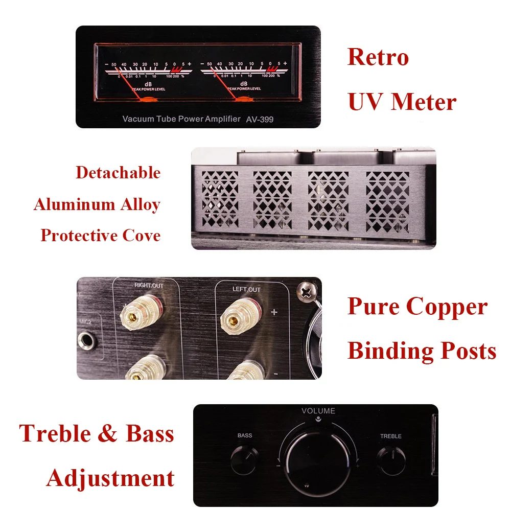 Integrated Tube Audio Power Amplifier 200W×2 Output Bluetooth 5.0 Professional Home Amplifier 2.1 Channel Optical Coaxial Input view 6