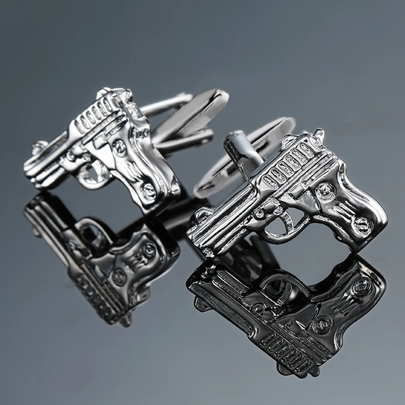 Men's French shirt cufflinks copper material classic style pistol model cufflinks fashion jewelry wholesale