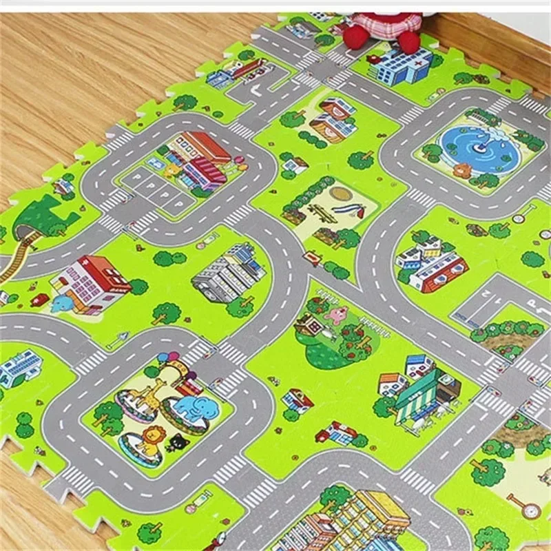 Alfombra de juego para bebés, alfombra para niños, juguetes de suelo suave, suelo suave para tráfico, decoración del hogar, rompecabezas de espuma EVA para niños, alfombra para niños