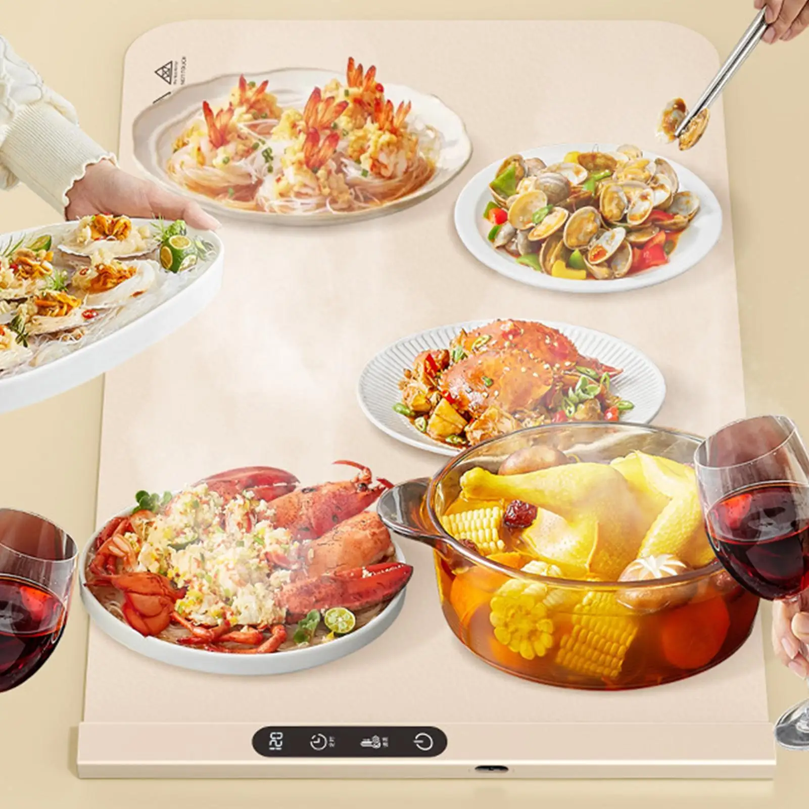 Heating Mat For Food Adjustable Fast Heating Pad Silicone Warming Tray For Buffets Party Gatherings Kitchen Countertop Holiday