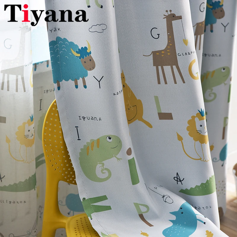 

Cartoon Animal Lion Curtains Printed Children Bedroom Blackout Curtains For Living Room Boys Girls Animated Tulle Window Drapes