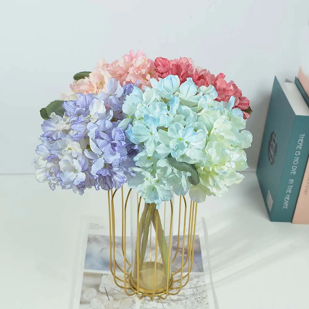 2 Bouquet Artificial Hydrangea Flowers Branch Silk Fake Flower For Wedding Table DIY Garden Crafts Home Decoration