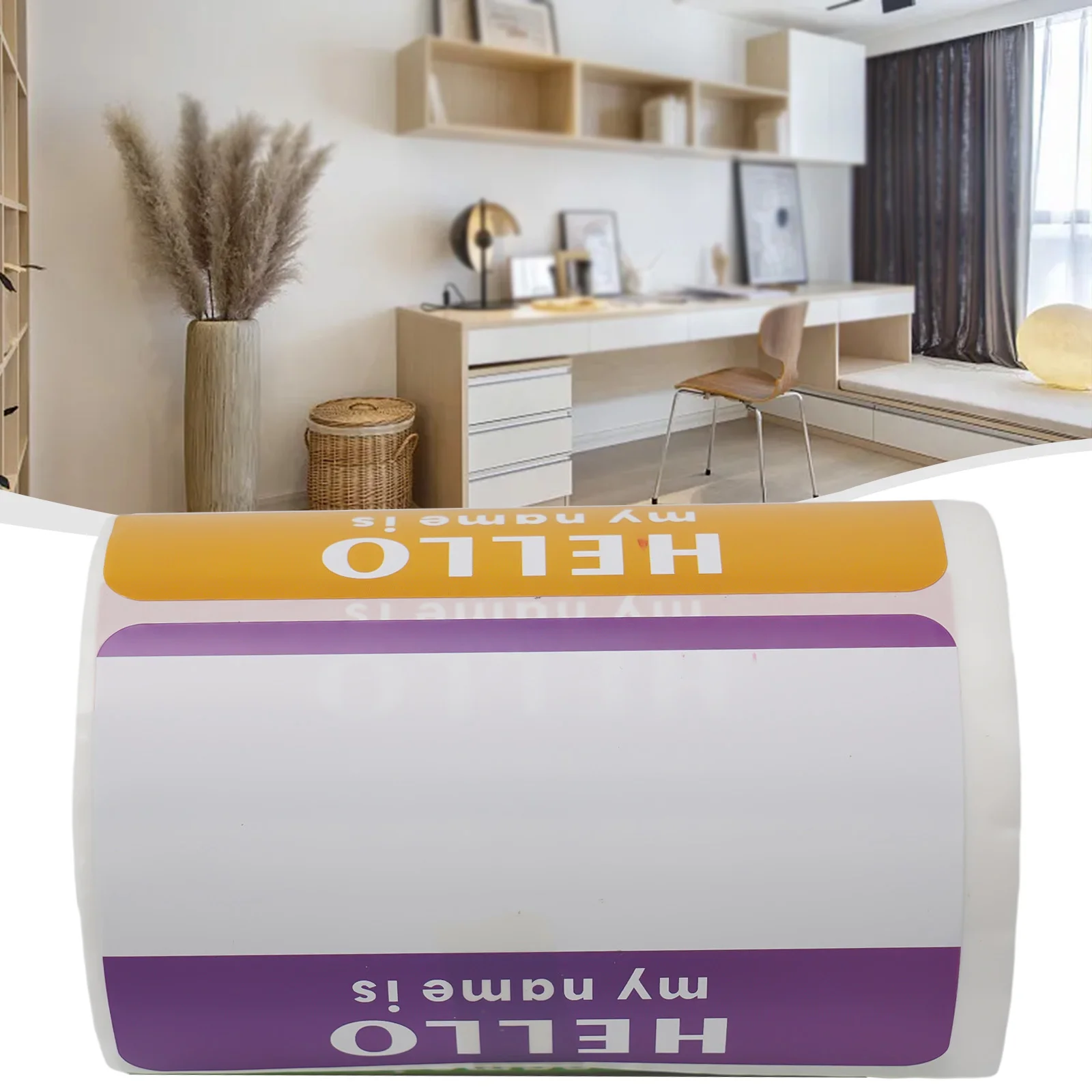 Hot Sale Name Tags Stickers 1 Roll/300 Stickers Cartoon Name Tags Rectangular Waterproof For Office Meeting School