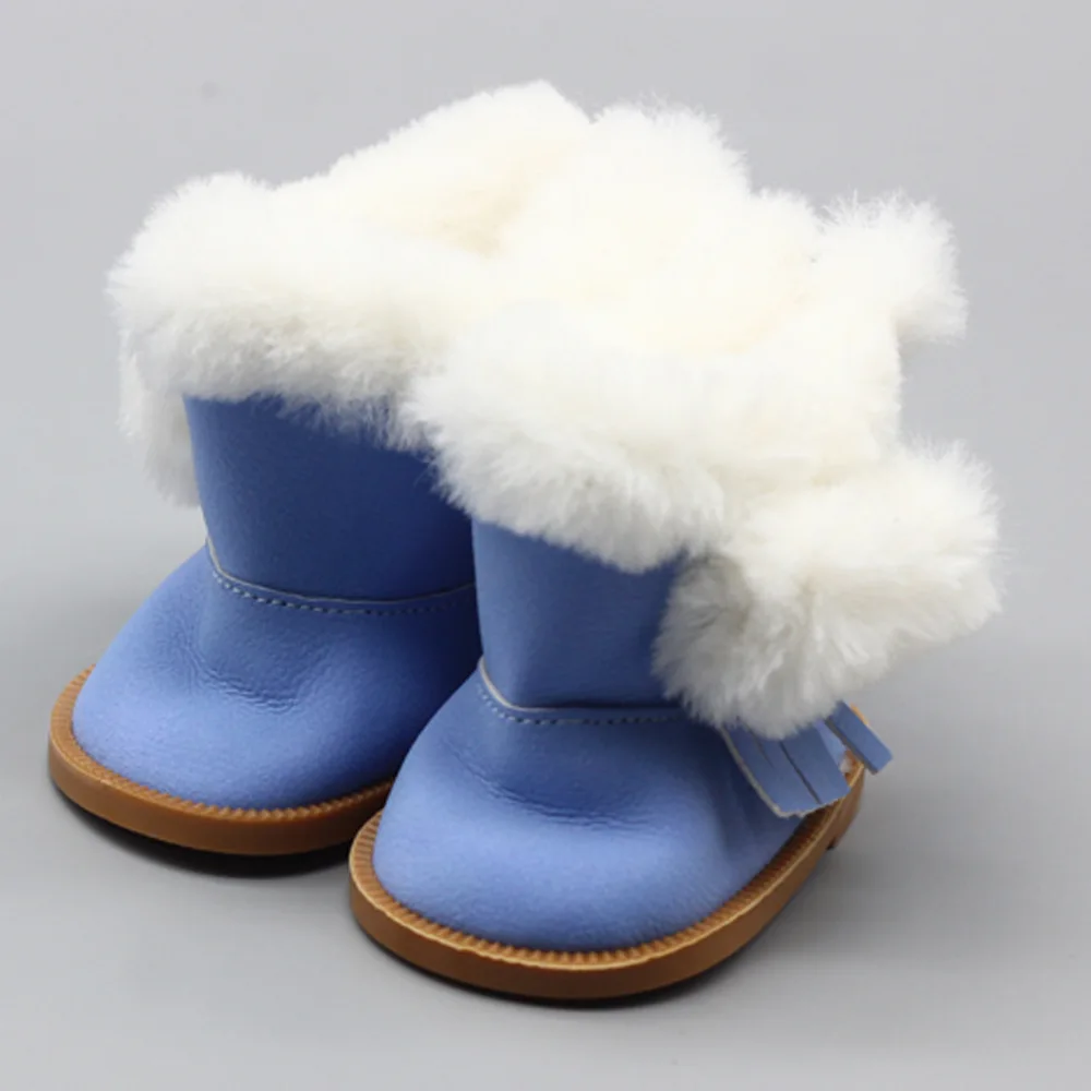 18 Inch Girls Dolls Snow Fuzzy Boots Shoes for 43cm Baby Doll Clothes Accessories Baby Winter Chirstmas Shoes Gift Girls Toys