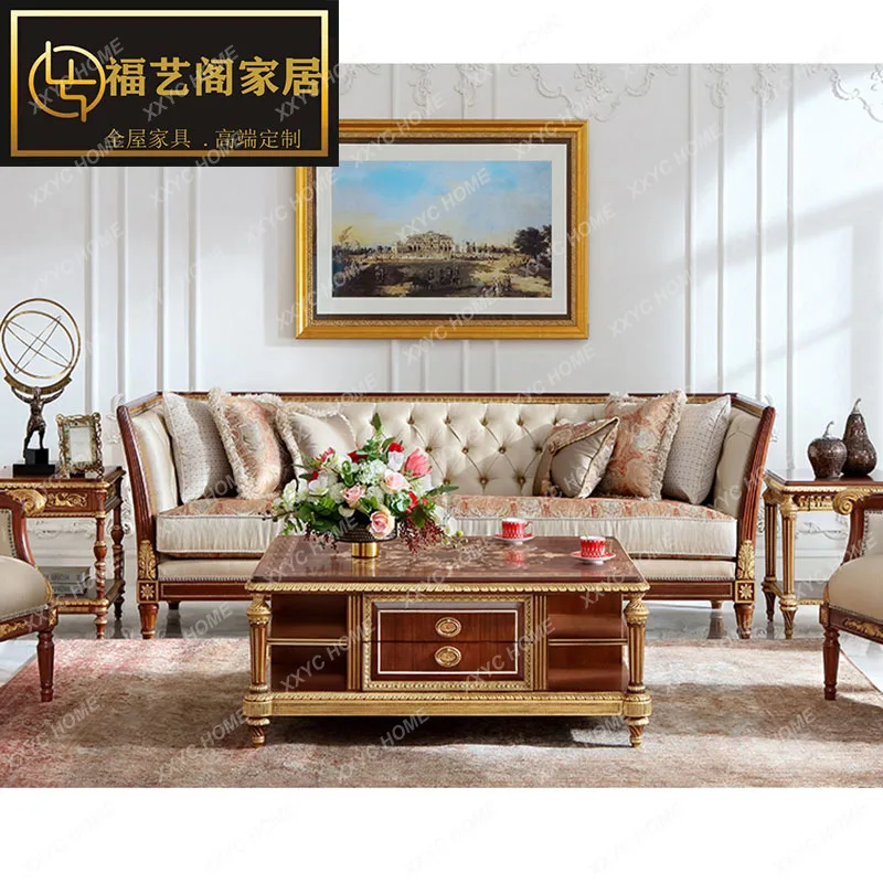 LNeoclassical  luxury fabric large villa 123 sofa combination furniture