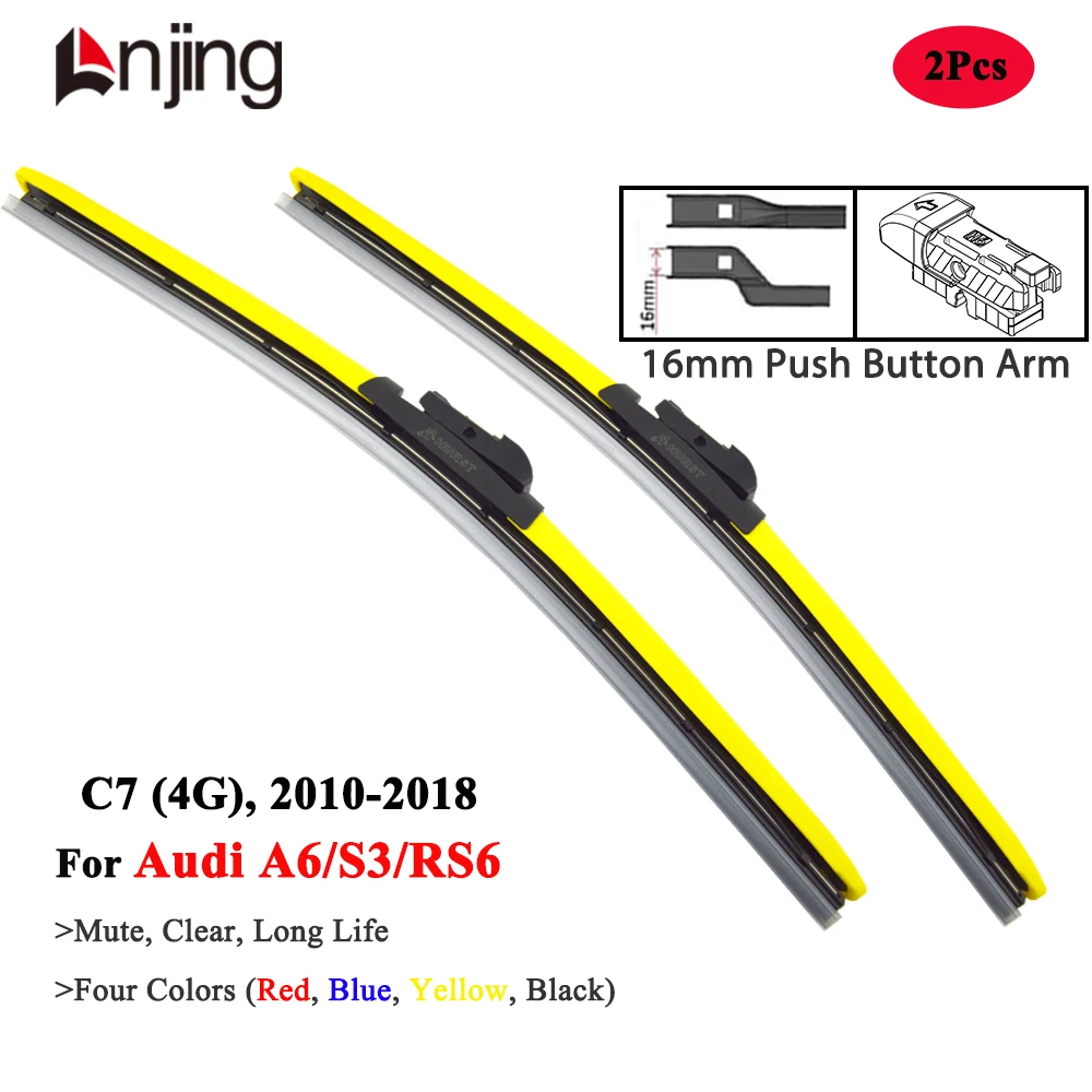 LNJING Colorful Hybrid Wiper Blades For Audi A6 S6 RS6 C7 4G 2010 2012 2013 2015 2016 2017 2018 Car Exterior Luxury Accessories