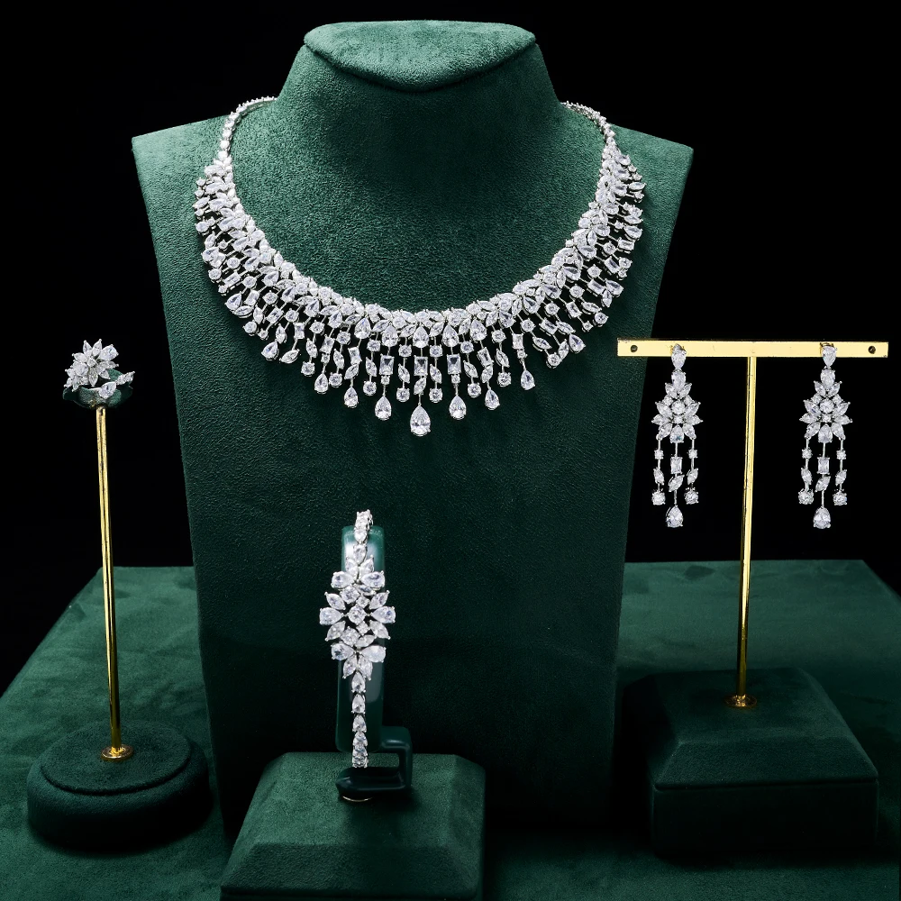 

TIRIM Luxury Women Jewelry set Cubic Zirconia Bridal Necklace Sets DuBai Saudi Wedding Engagement Party Festival Jewel Accessory