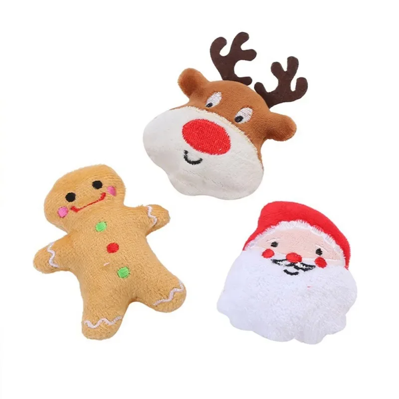 Christmas Gingerbread Man Pet Toy Cute Plush Dog Cat Pet Toys Chew Animal Cartoon Toy for Pet Puppy Teething Toys Christmas Toys