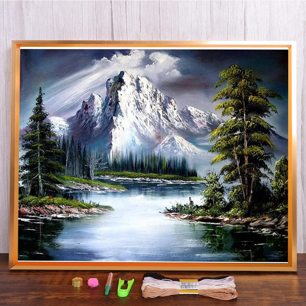Nature Printed Fabric 11CT Cross-Stitch DIY Embroidery Kit DMC Threads Craft Knitting Hobby Needlework Design For Jewelry
