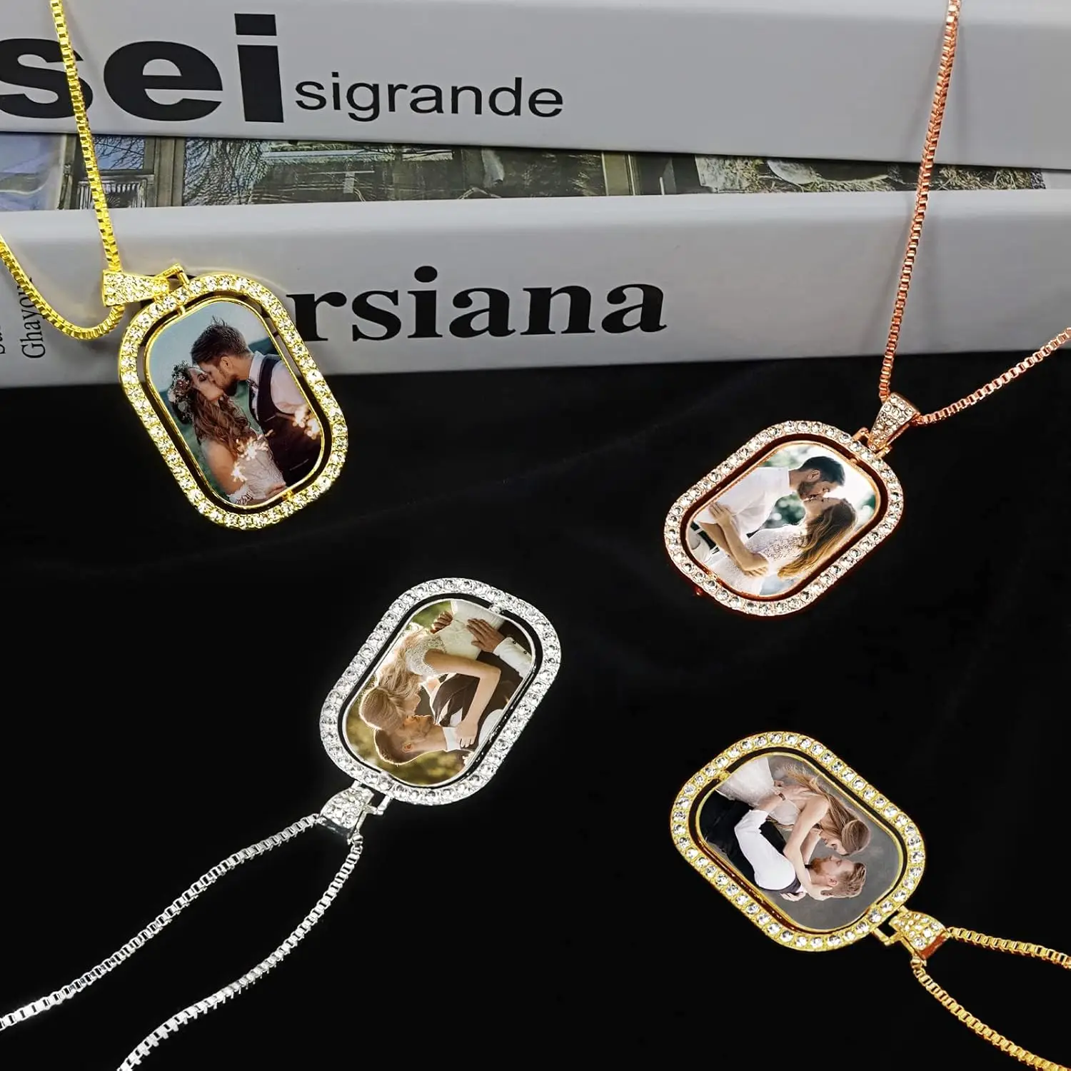 10 مجموعات/وحدة التسامي قلادة فارغة مع سلسلة للتدوير على الوجهين حجر الراين قلادة مع ملصقات الألومنيوم DIY بها بنفسك الفراغات