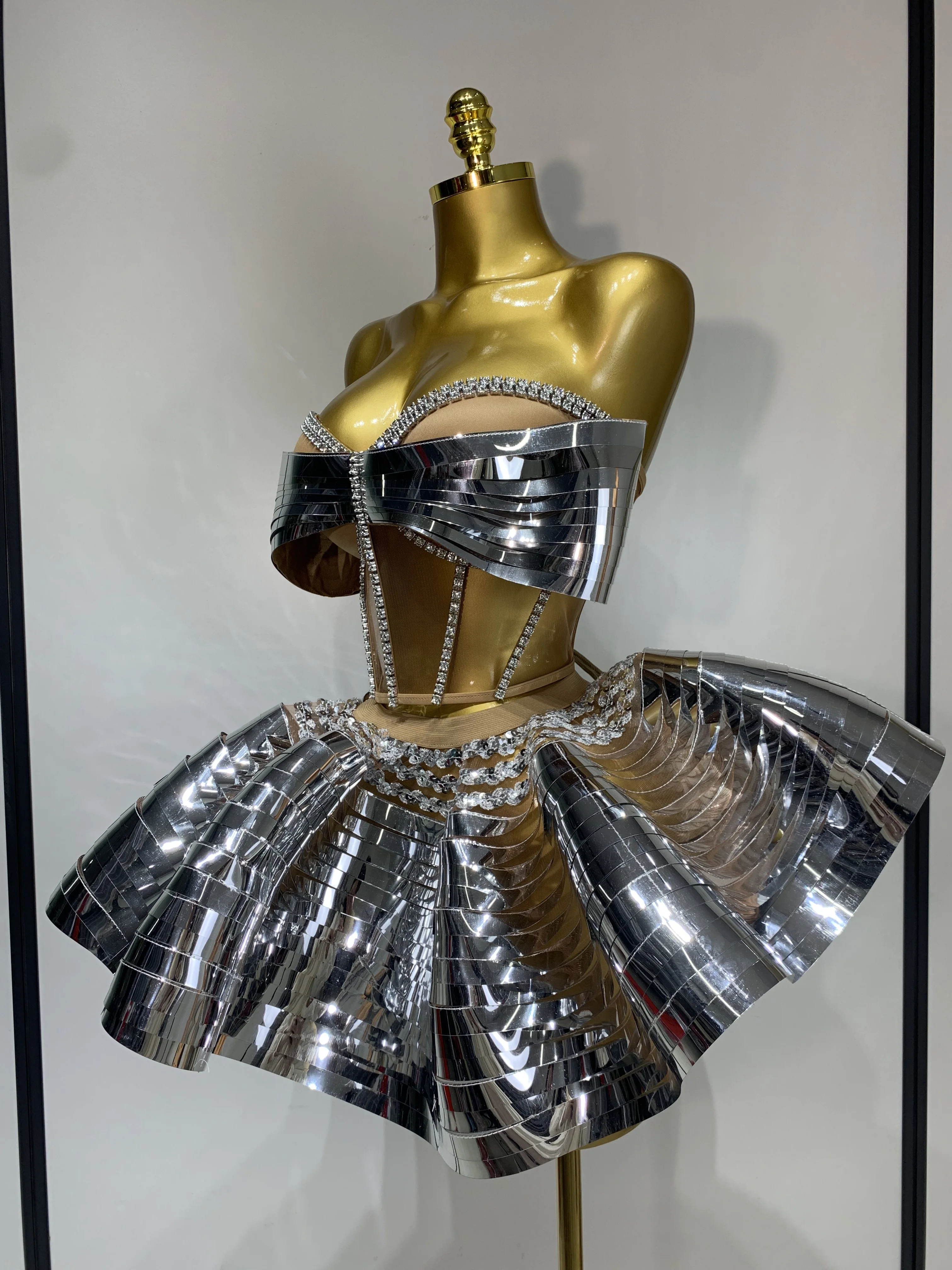 knee length dresses for ladies Star Metallic Dress Silver – Sugar Popped main image 0
