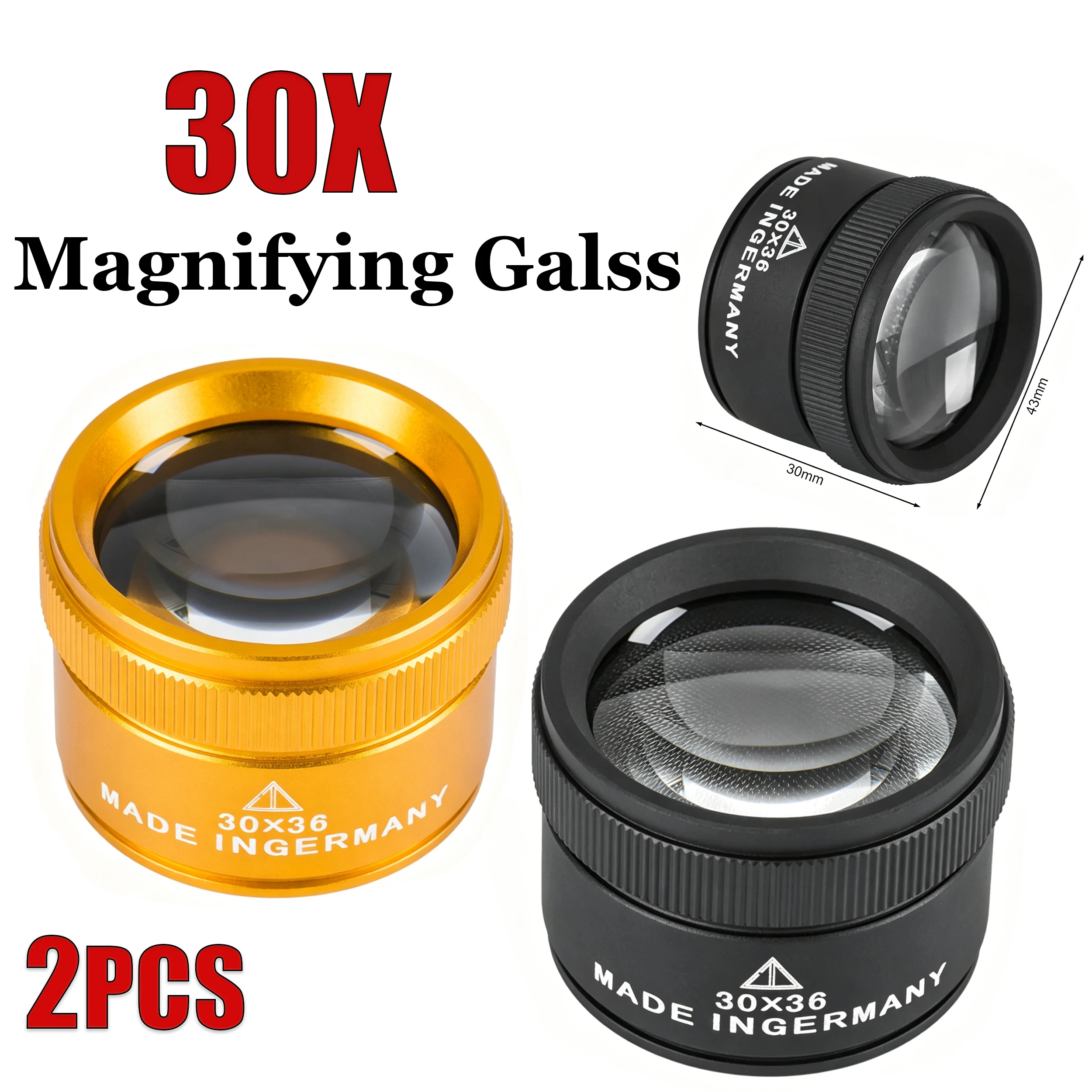 

30X 36mm Magnifying Glass K9 Optical Lens Monocle Watch Magnifier for Watch Repair Handheld Magnifying Glass Jewelry Loupe
