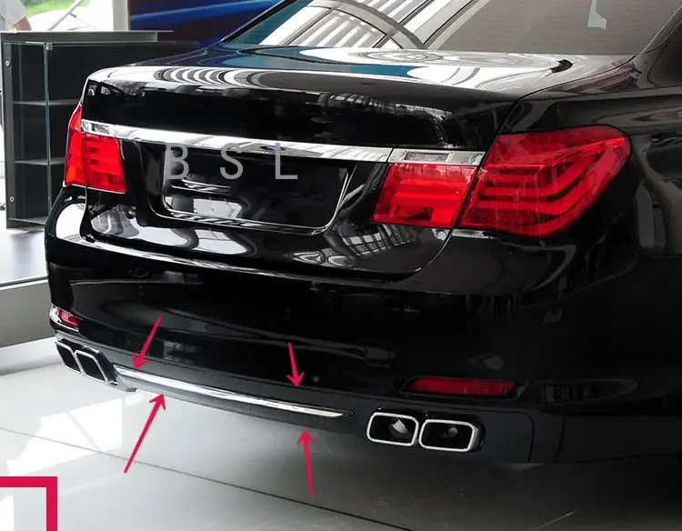 For BMW 7 Series F01 F02 2009-2015 Stainless Car Rear Bumper bottom cover trim Moulding Car Bumper Rear Lip Refit Decorate