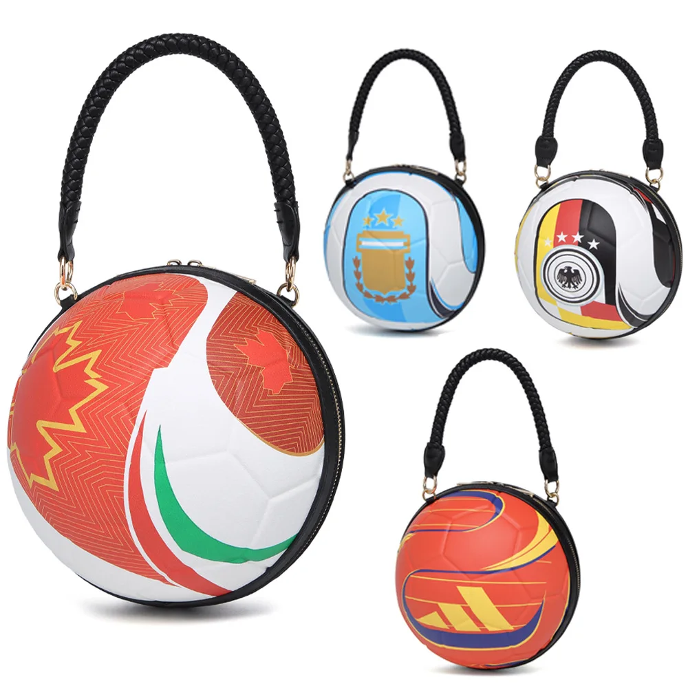 

Niche Design Unisex Football Shaped Handbag Creative Circular Shoulder Bag Large Capacity Crossbody Bag Retro Party Bag