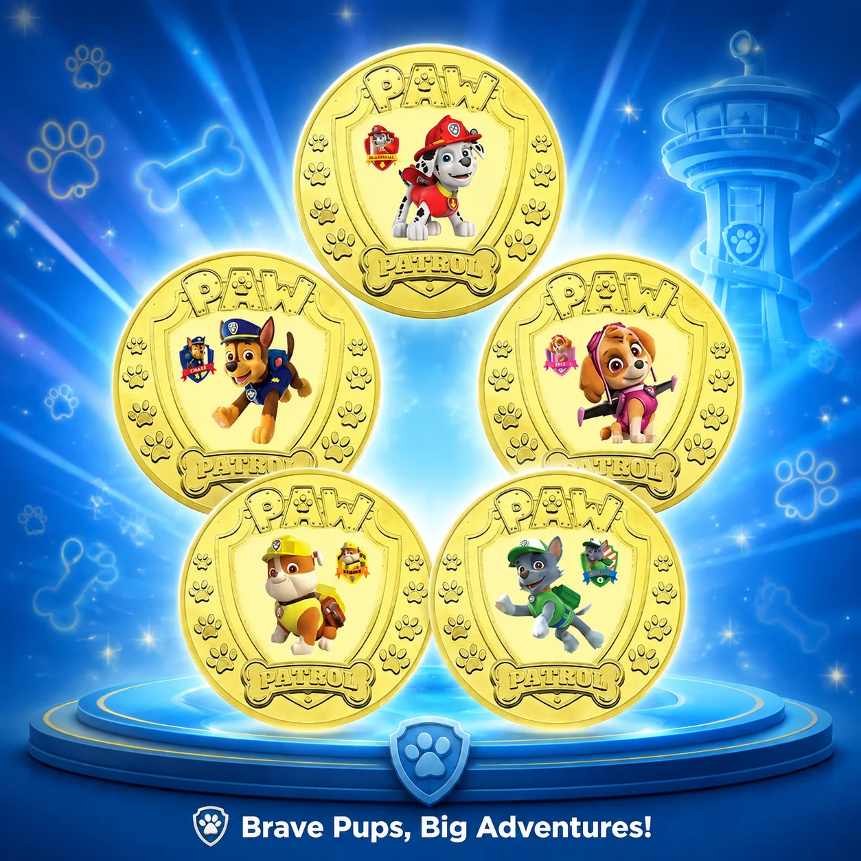 Paw Patrol Commemorative Coin Die Cast Metal Coin Cartoon Merchandise Birthday Gift for Children Fans Novelty Collectible