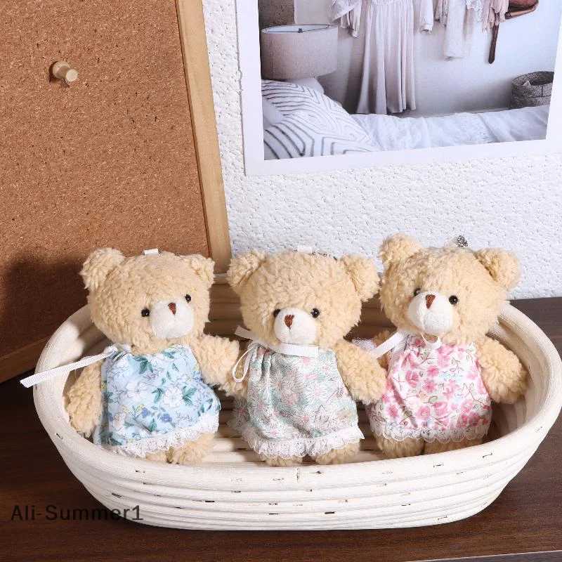 【E】 Cartoon bloemenrok beer pluche sleutelhanger gevulde beer pop sleutelhanger paar sleutelhouder tas hanger rugzak hangende decor geschenken