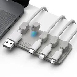 Magnetic Cable Organizer Universal Desktop Self-Adhesive Fixed Clip Protector Holders for Lightning USB-C Micro Charging Cord