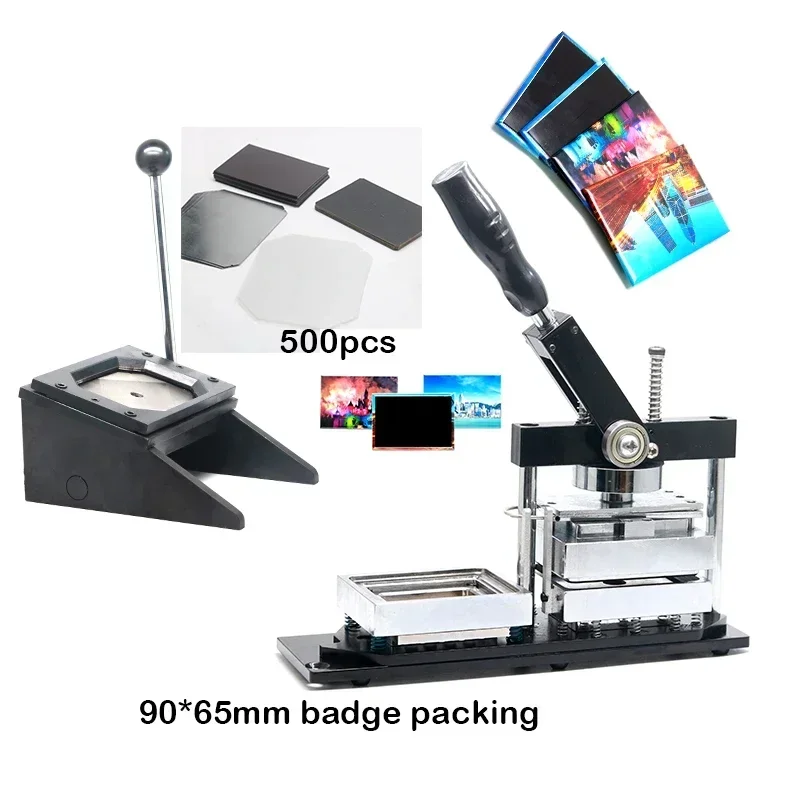 Authentic guaranteeRectangle 90*65cm Shape Fridge Magnet Button Badge Making + 90*65mm Paper Cutter + 500pcs Fridge Magnet Compo