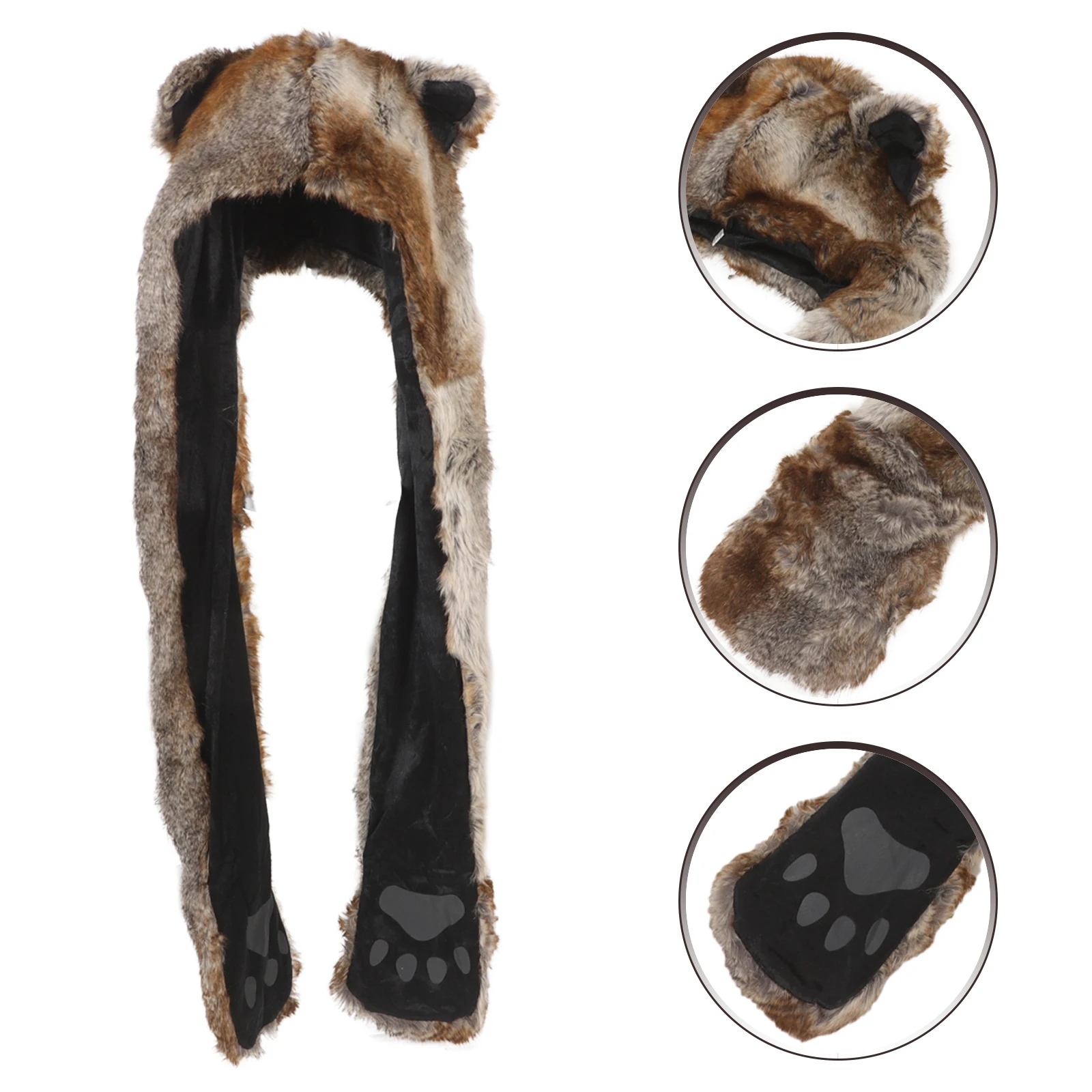 

Warm Winter Hat Scarf Gloves Set Cute Outdoor Supply Accessory Furry Acrylic Beanie Warm Hat Hooded For Kids Women Men Outdoor