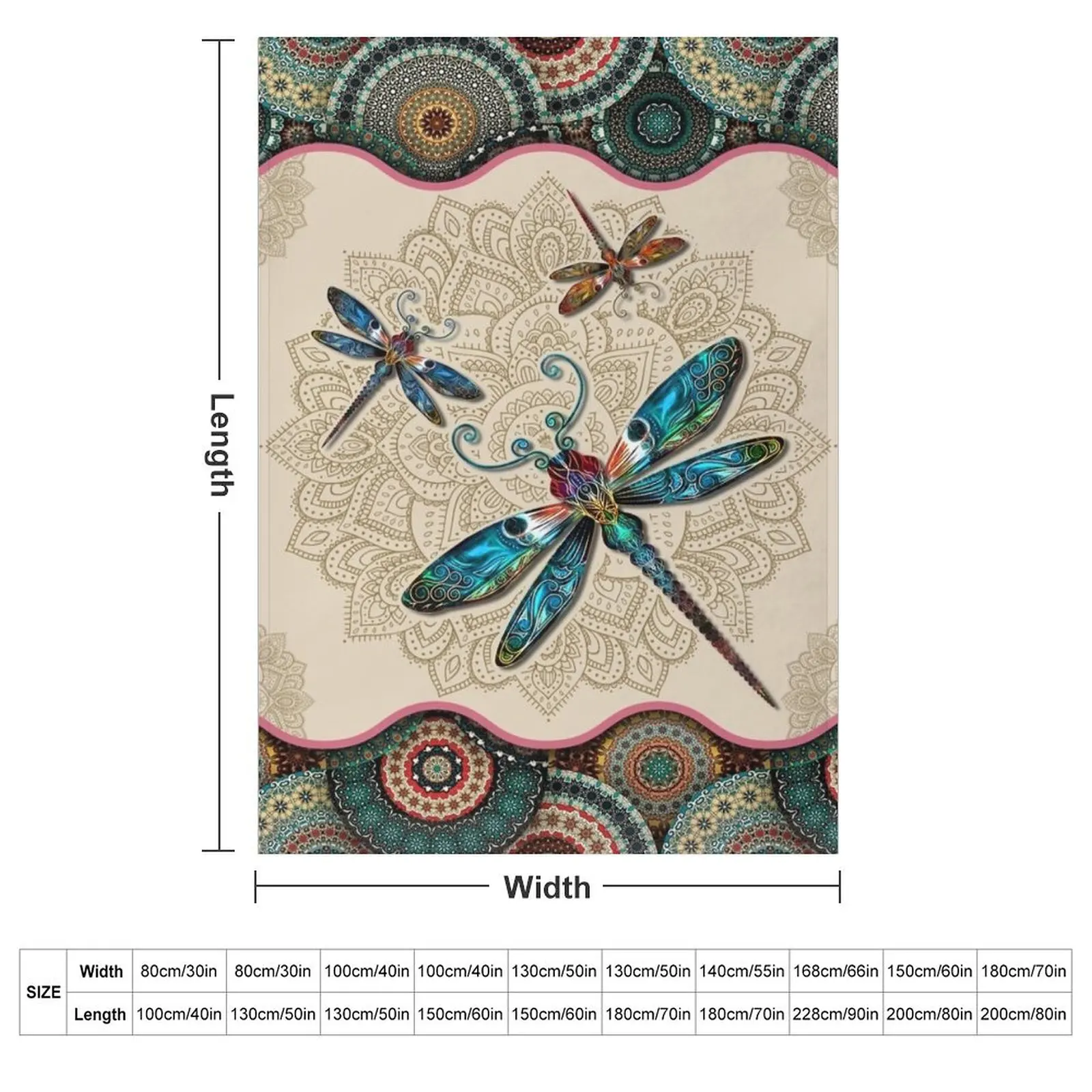 Dragonfly Vintage Mandala Throw Blanket Blankets For Sofas For Sofa Thin Travel Bed Fashionable Bed linens Comforter Blankets