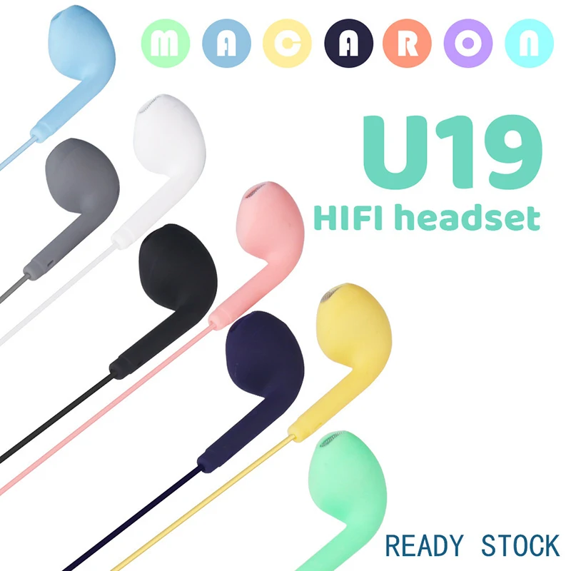 3.5mm Jack Candy Color Macaron Wired Headset In-ear With Microphone Music Call Student Business Simple Wired Headset Unisex