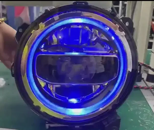 LED Headlight Start Blue Turn Yellow Aperture Daylight White Full LED Far and Near LED for JEEP Wrangler JL2018+  JL1117 LantSun