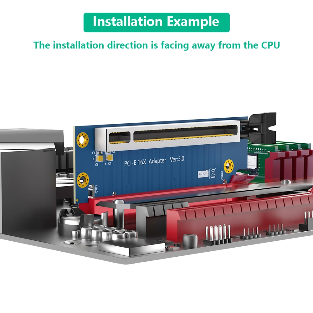TISHRIC PCI-Express 3.0 16X Riser Card PCIE 16X To 16X Slot Adapter 90 Degree High Speed Riser Card For 1U 2U Server Motherboard