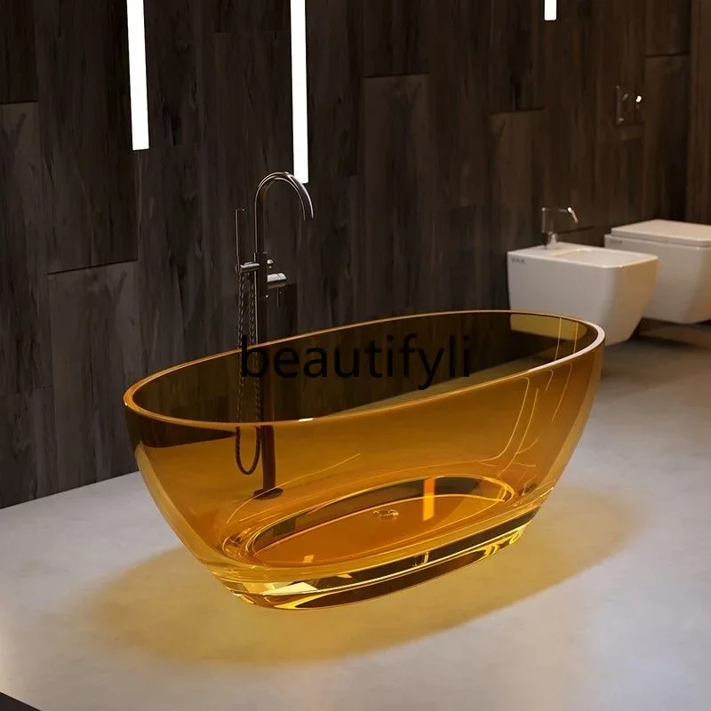 

Pure acrylic transparent bathtub household color crystal resin hotel independent artificial stone bathtub
