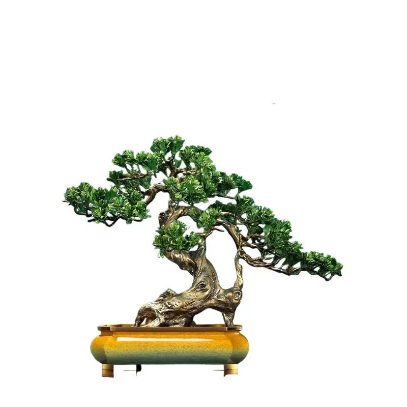 

Welcome pine brass ornament, living room high-end office entrance decoration company relocation opening housewarming gift