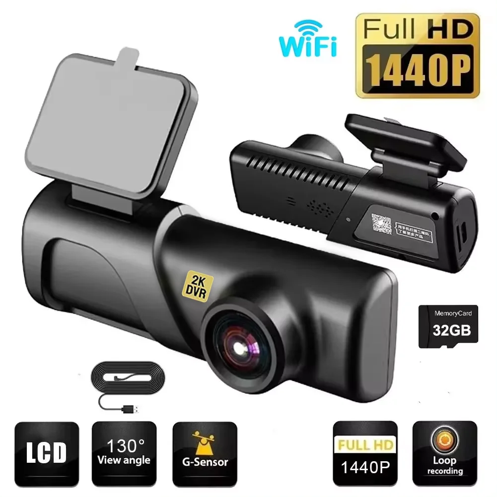 Czsky 2k 1440P HD WiFi Dash Cam para coche DVR cámara grabadora de vídeo Auto visión nocturna WDR Control de voz inalámbrico 24H modo de estacionamiento