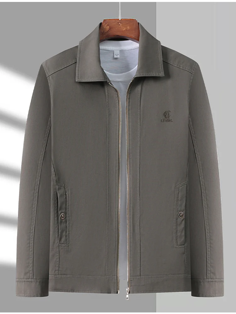 

Pure Cotton Casual Collar Jaet Dad Spring Autumn Top Loose Fit Busin Gentleman Sle Long Sve Stand Length Coat