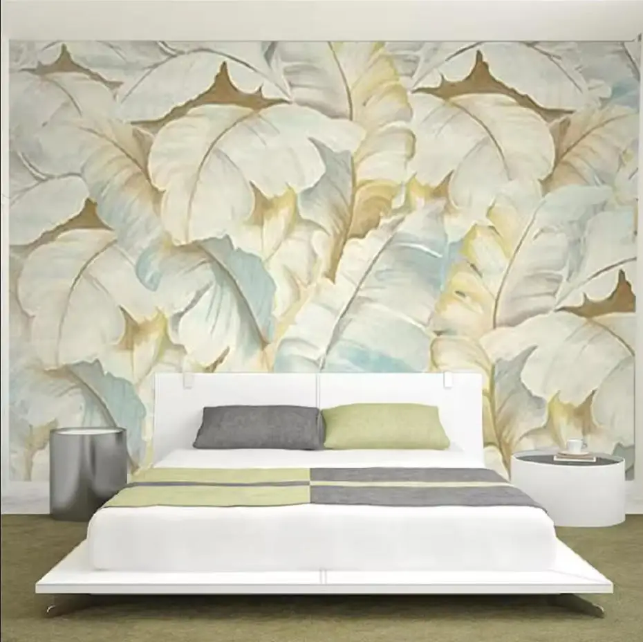 Custom any size wallpaper tropical plants Green Leaf Bedroom background Mural home decor Wall banana leaf painting 3d wallpaper