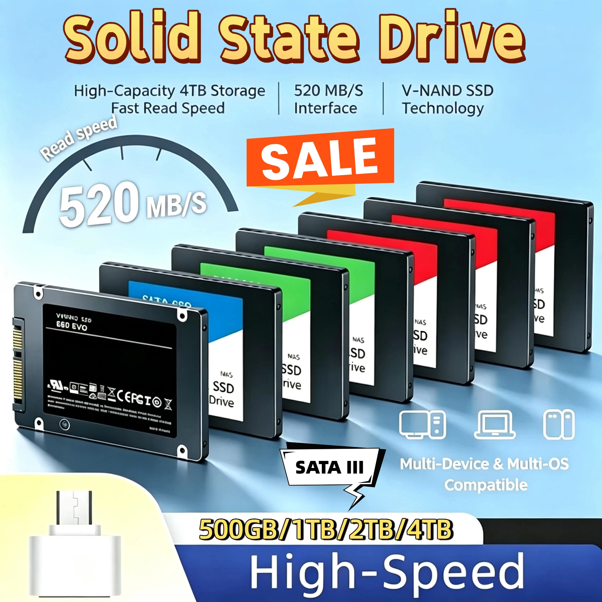 2026 4TB Solid State Disk SSD High Speed 500G 1TB 2TB Internal HDD Hard Drive Sata3 2.5 Inch For Laptop Microcomputer Desktop
