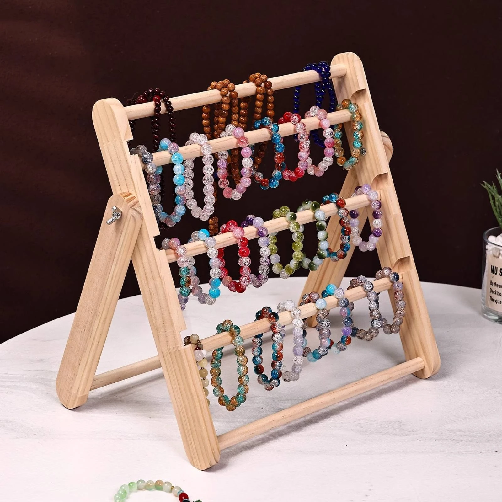 

Bracelet Display Stand Space-Saving Wooden Bracelet Holder Wooden Jewelry Display Stand Foldable Home Decor Polished Finish