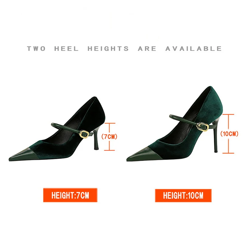 BIGTREE Shoes New Buckle Design Women Pumps Pointed Shoes High Heels Suede Stilettos Heels 7cm 10cm Ladies Shoes Large Size 43