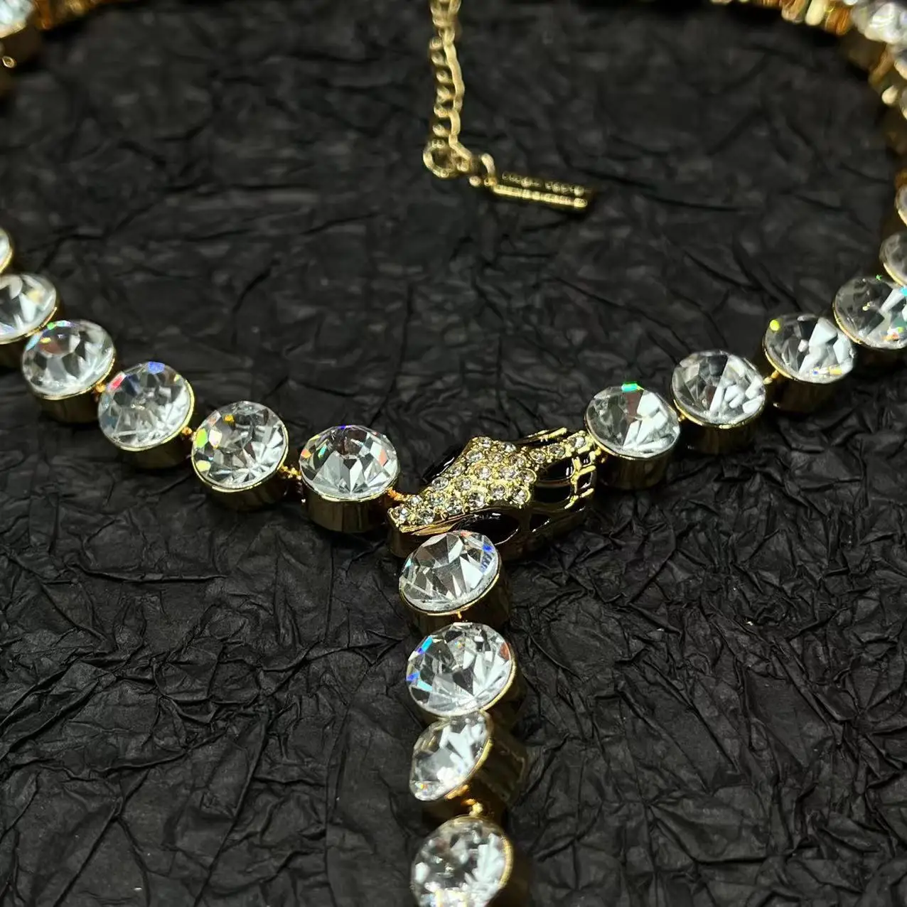 Vintage Large Rhinestone Y-shaped Long Necklace European and American Light Luxury Full Diamond Personality Necklace Jewelry