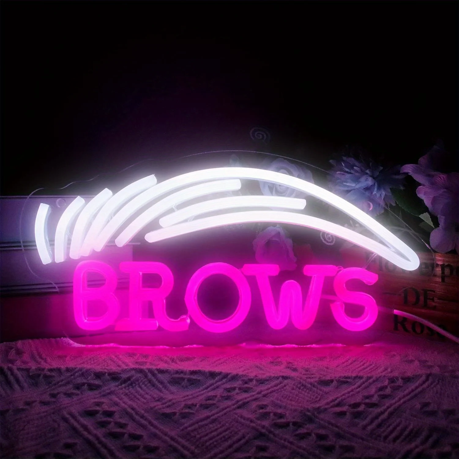 Brows Neon Sign LED Eyebrow Neon Light USB Dimmable for Eyebrow Eyelash Beauty Salon Aesthetic Room Art Wall Decor Business Gift