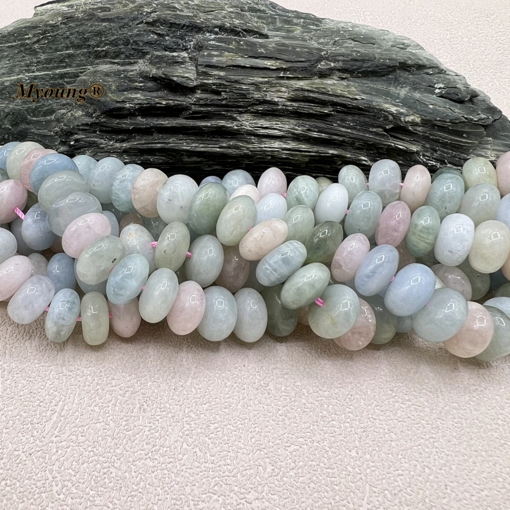 6*12MM A+ Natural Colorful Morganite Beryl Stone Rondelle Abacus Beads For DIY Jewelry Making MY230556