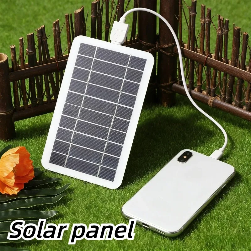 Carregador de painel solar 5v 5w com interface usb, fonte de alimentação portátil à prova d'água para celular, camping, caminhadas, emergência ao ar livre