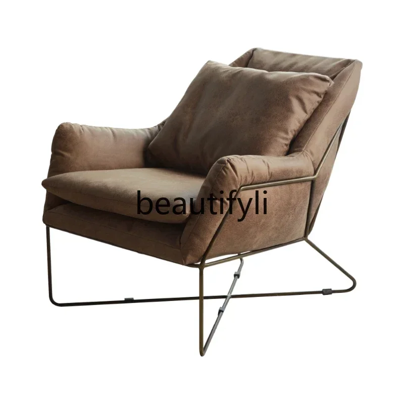 

French light luxury single sofa chair old retro lazy chair modern simple