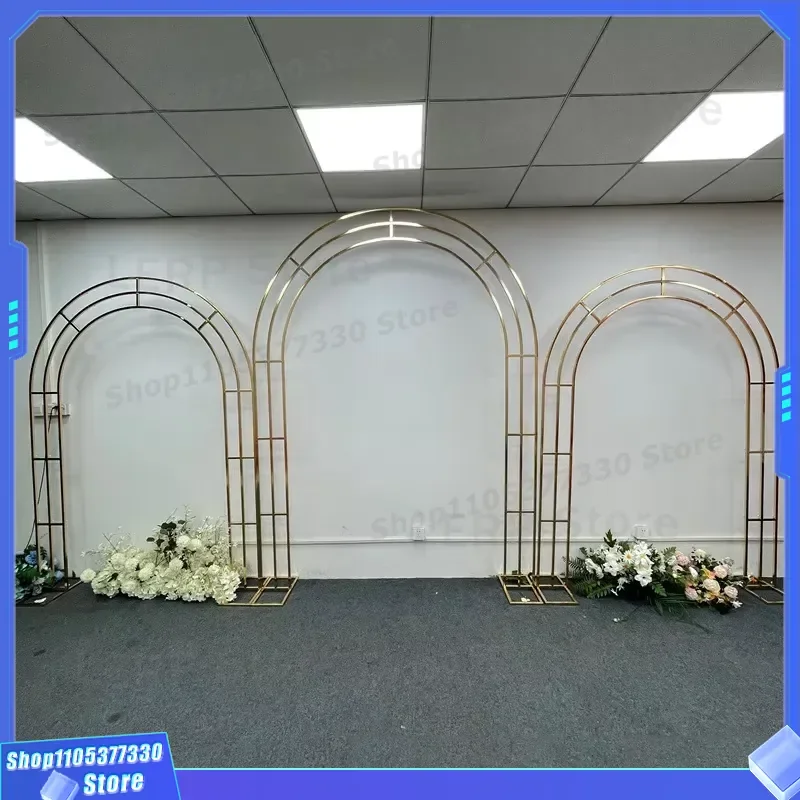 Gold Metal Wedding Arch Stand for Garden Party Bridal Shower Decoration Birthday Balloon Floral Background Rack Event Decor