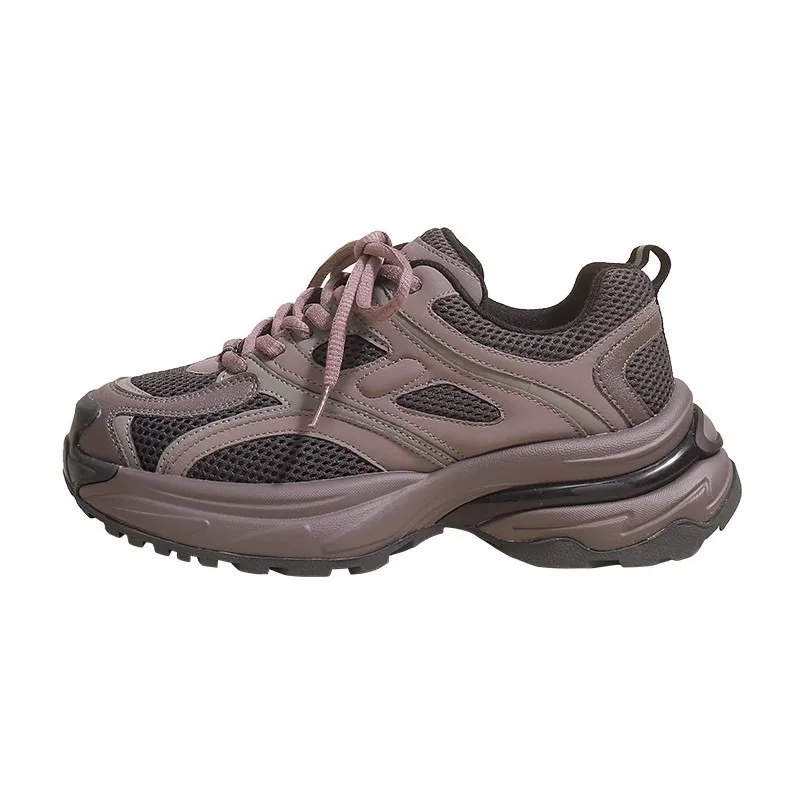 Dad shoes 2023 new retro thick-soled color matching mesh versatile casual sports shoes women