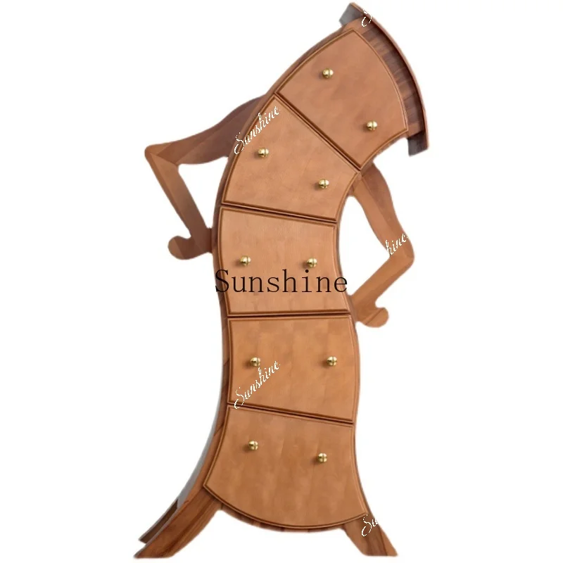 Solid wood chest waist robot chest living room special-shaped entrance high chest bedroom storage  FT