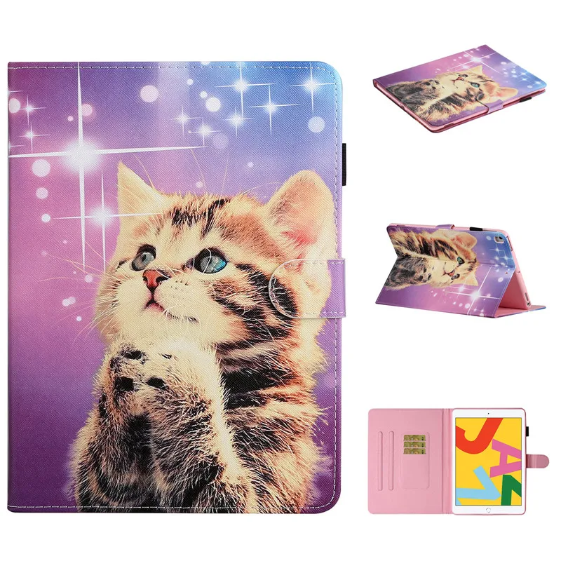 Lovely Unicorn Cat Panda Tablet Cover For iPad 10.2 9.7 Case Wallet Stand Shell For iPad 10 9 8 7 th 6 5 Air 1 2 Mini 6 5 Case