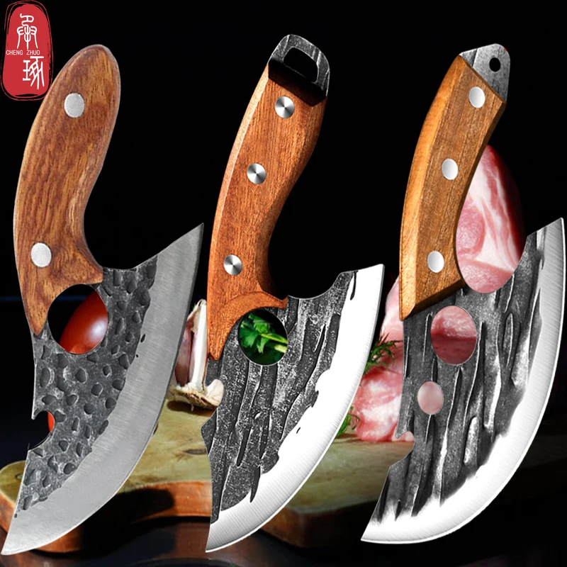 Multifunctional Kitchen Knife Handmade Forged Boning Knife Meat Cleaver Bottle OpenerStainless Steel Pocket Butcher Knife