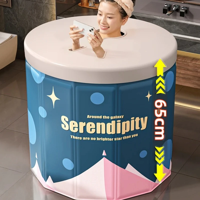 ‌Foldable Bathtub for Adults & Kids - Large Portable Spa Bath Tub with Insulation, Deep soaking tub for Home use