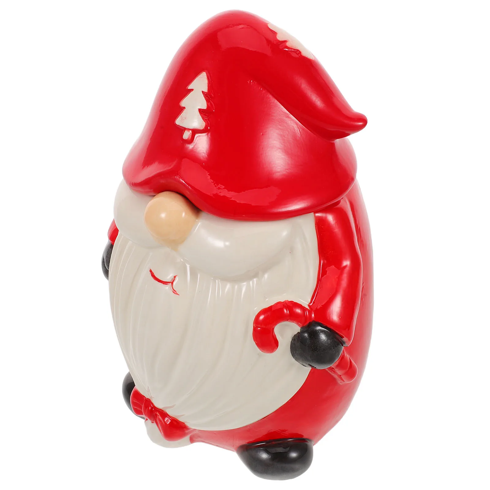 

Christmas Gnome Ceramic Candy Jar Small Holiday Cookie Container Decorative Storage Box Freshness Preservation Lid Design