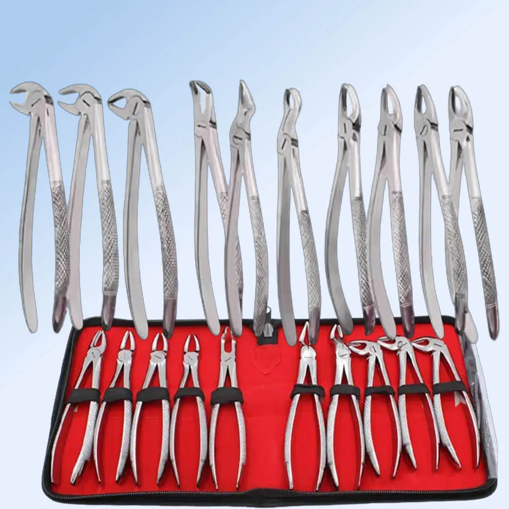 Dental Extraction Forceps Set for Adult Tooth and Residual Root Removal Surgical Grade Stainless Steel Oral Surgery Tools